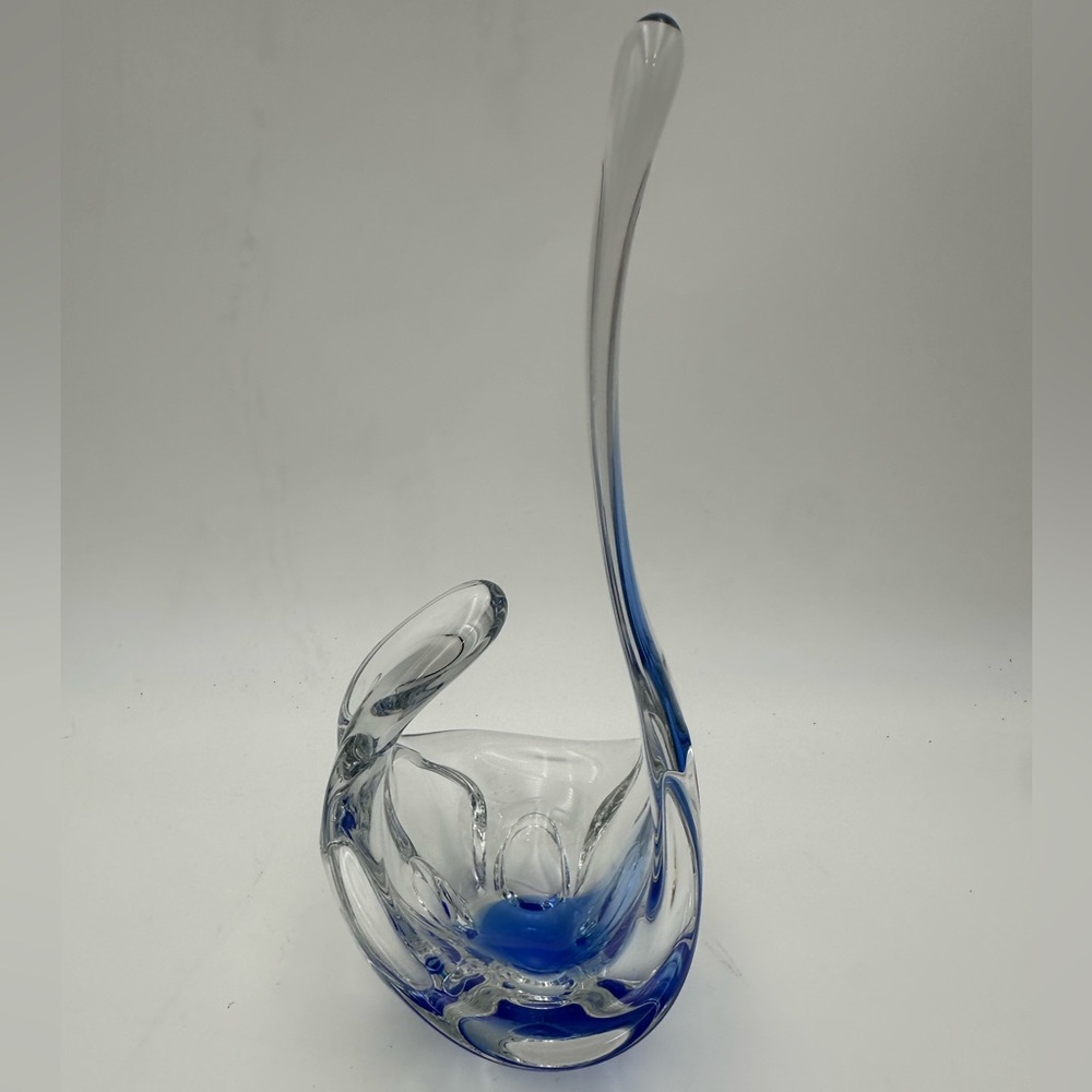 Bayel Art Glass Blue And Clear Basket/ Bowl France